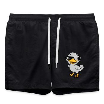 Cool Sunglasses Ducklings Comic - Swim Trunks - black - Front - AI Model Male 185 light (185cm)