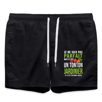 tonton jardinier pas parfait oncle tonton jardin - Short de bain - noir - Devant - AI Model Male 185 light (185cm)