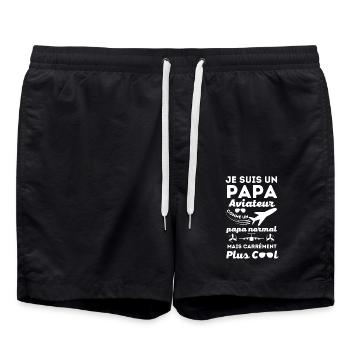 Papa aviateur 1 - Short de bain - noir - Devant - AI Model Male 185 light (185cm)