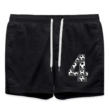 4th Birthday Football Grey - Swim Trunks - black - Front - AI Model Male 185 light (185cm)