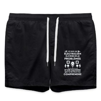 Je suis électricien 2 - Short de bain - noir - Devant - AI Model Male 185 light (185cm)