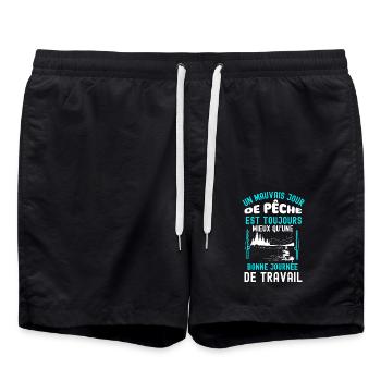 Jour de pêche pêcheur - Short de bain - noir - Devant - AI Model Male 185 light (185cm)