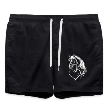Pferd Herz - Badeshorts - Schwarz - Vorne - AI Model Male 185 light (185cm)
