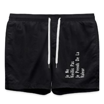 Ich werde nicht alt, ich steigere meinen Wert - Badeshorts - Schwarz - Vorne - AI Model Male 185 light (185cm)