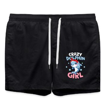 Crazy Dolphin Girl Vacances à la plage Biologie marine - Short de bain - noir - Devant - AI Model Male 185 light (185cm)