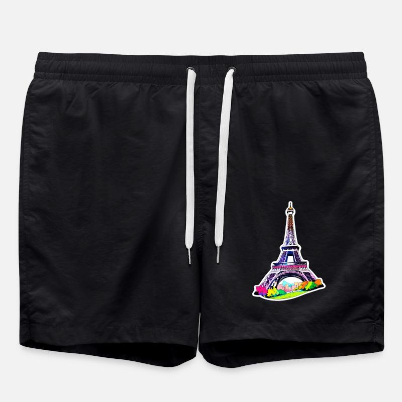 Eiffel Tower #2 - Swim Trunks - black