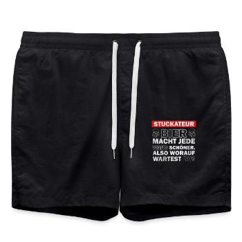 Stuckateur - Bier macht jede Wand schöner - Badeshorts - Schwarz - Vorne - AI Model Male 185 light (185cm)