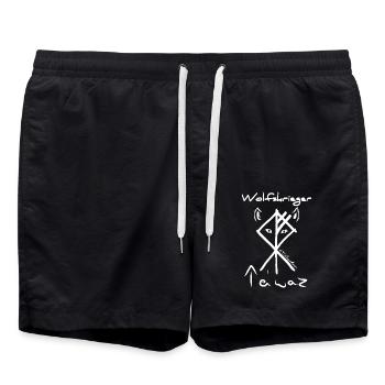 Wolf Teiwaz in weiß - Badeshorts - Schwarz - Vorne - AI Model Male 185 light (185cm)