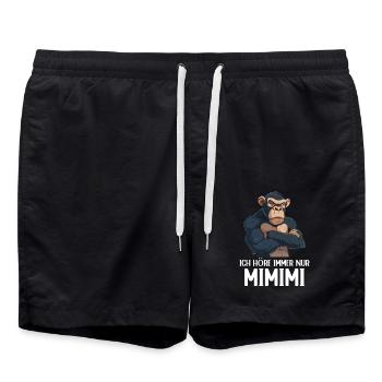 Singe Chimpanzé J’entends toujours Mimimi - Short de bain - noir - Devant - AI Model Male 185 light (185cm)