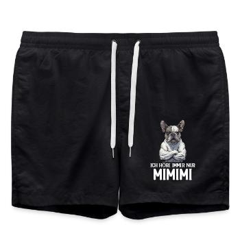 Französische Bulldogge Hund Frenchie Mimimi - Badeshorts - Schwarz - Vorne - AI Model Male 185 light (185cm)
