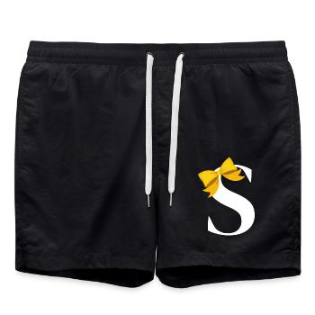 Lettre s nœud jaune - Short de bain - noir - Devant - AI Model Male 185 light (185cm)