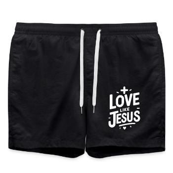 L’amour, c’est Jésus - Short de bain - noir - Devant - AI Model Male 185 light (185cm)