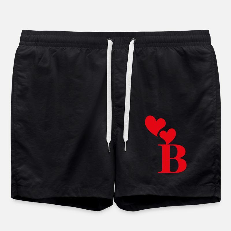 Lettre b cœur rouge - Short de bain - noir
