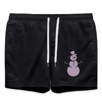 Minimalistische Silhouette eines Schneemanns - Badeshorts - Schwarz - Vorne - AI Model Male 185 light (185cm)