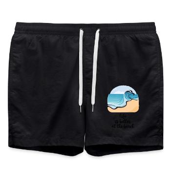 Beach love - Swim Trunks - black - Front - AI Model Male 185 light (185cm)