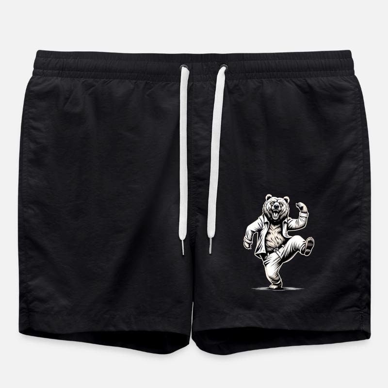 Witziger Bär Vater Papa Geschenk - Badeshorts - Schwarz