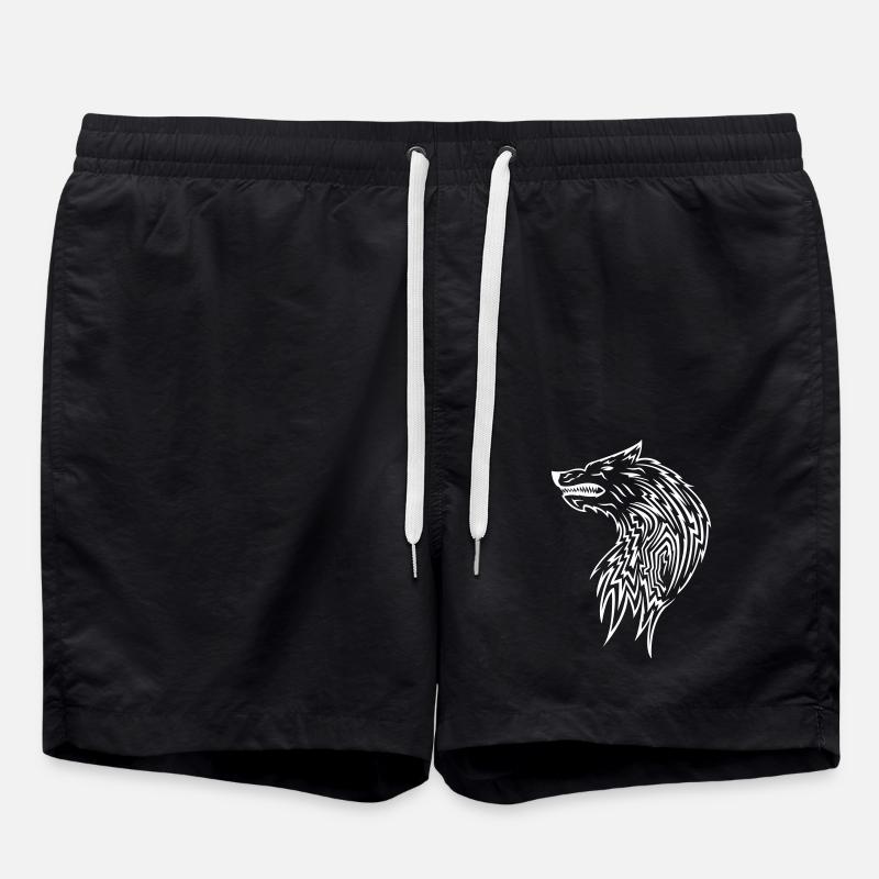 Wolf Tribal - Swim Trunks - black