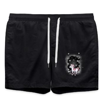 Cheval Poney Enfants Enfant Fille Cavalier Chevaux - Short de bain - noir - Devant - AI Model Male 185 light (185cm)