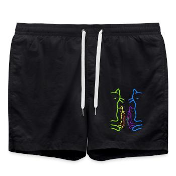 LGBT Chats Arc-en-ciel Chat Drapeau arc-en-ciel - Short de bain - noir - Devant - AI Model Male 185 light (185cm)