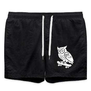 Schneeeule Skateboarder Skatersilhouette Minimalis - Badeshorts - Schwarz - Vorne - AI Model Male 185 light (185cm)