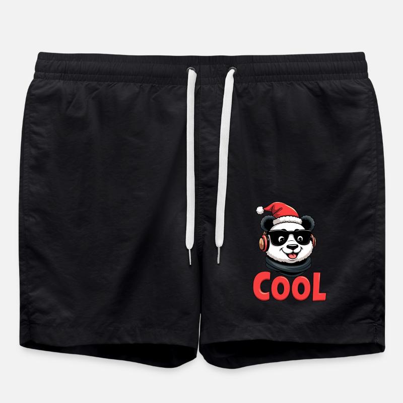 Noël panda cool - Short de bain - noir