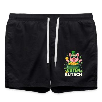 Réveillon du Nouvel An - Cochon chanceux Nouvel An - Short de bain - noir - Devant - AI Model Male 185 light (185cm)