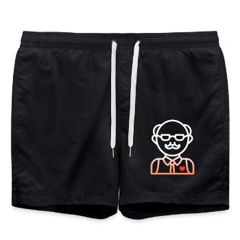 Papa Santa Papua Humor Witz Geschenk PAPI Opa G - Badeshorts - Schwarz - Vorne - AI Model Male 185 light (185cm)