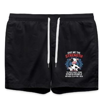 gib mir die Kraft, von dumm wegzugehen - Badeshorts - Schwarz - Vorne - AI Model Male 185 light (185cm)