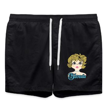 Retro Illustration Blonde - Swim Trunks - black - Front - AI Model Male 185 light (185cm)