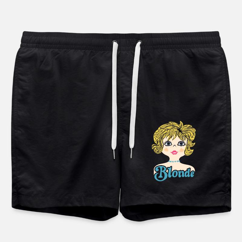 Retro Illustration Blonde - Badeshorts - Schwarz