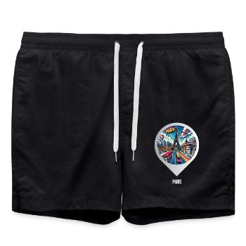 KI-Design: Magisches Bild der Stadt Paris - Badeshorts - Schwarz - Vorne - AI Model Male 185 light (185cm)