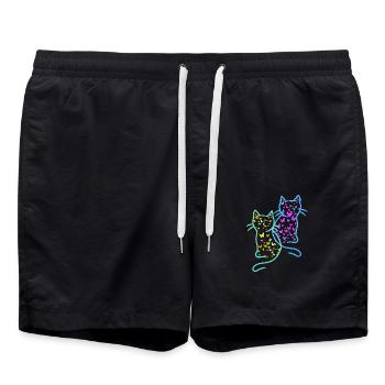 Printemps Été Chats Chat Papillons - Short de bain - noir - Devant - AI Model Male 185 light (185cm)