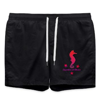 Hippocampe rouge avec rose étoilé - Short de bain - noir - Devant - AI Model Male 185 light (185cm)