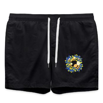 Été Abeilles Abeille Fleurs Fleurs Insecte - Short de bain - noir - Devant - AI Model Male 185 light (185cm)