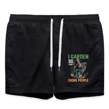 I Garden So I Don't Choke People Gardening Botanic - Swim Trunks - black - Front - AI Model Male 185 light (185cm)