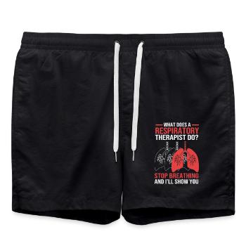 breathing breathing oxygen - Swim Trunks - black - Front - AI Model Male 185 light (185cm)