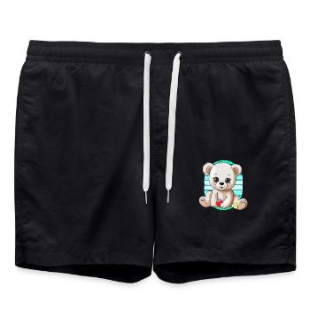 années 80 années 90 Teddy Retro Teddy Bear Ours Ours Enfants - Short de bain - noir - Devant - AI Model Male 185 light (185cm)