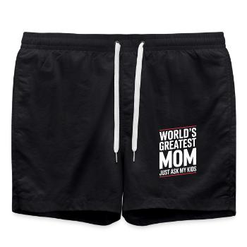 Maman Mère Fête des Mères - Short de bain - noir - Devant - AI Model Male 185 light (185cm)
