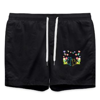 Rétro Été Chats Chat Enfants Enfant Bébé - Short de bain - noir - Devant - AI Model Male 185 light (185cm)