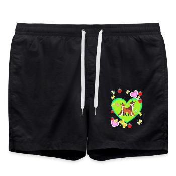 Fox Foxes Forest Animals Retro Child Kids - Swim Trunks - black - Front - AI Model Male 185 light (185cm)