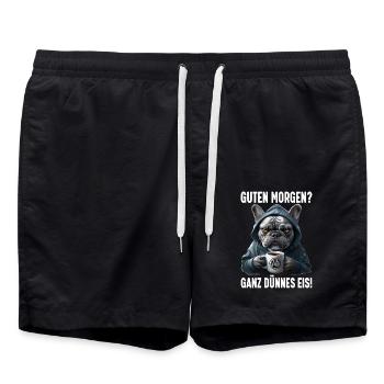 Guten Morgen Ganz dünnes Eis - Badeshorts - Schwarz - Vorne - AI Model Male 185 light (185cm)