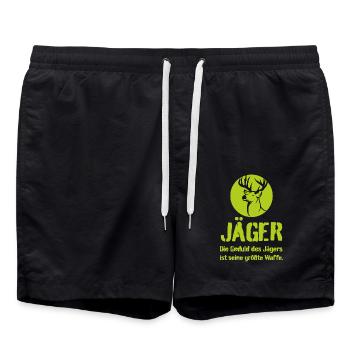 Jäger Die Geduld des Jägers ist seine größte Waff - Badeshorts - Schwarz - Vorne - AI Model Male 185 light (185cm)