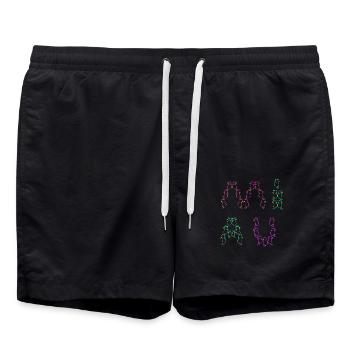 années 80 années 90 Rétro Miaou Chats Chat - Short de bain - noir - Devant - AI Model Male 185 light (185cm)
