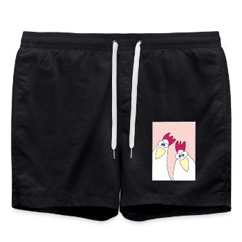 Funny Chickens Pink - Swim Trunks - black - Front - AI Model Male 185 light (185cm)