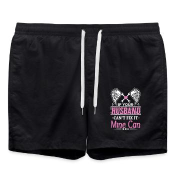 Mechanic If You Husband Can't Fix It Mine Can - Swim Trunks - black - Front - AI Model Male 185 light (185cm)