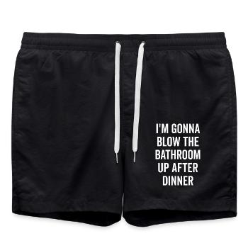 Je vais faire exploser la salle de bain après le dîner - Short de bain - noir - Devant - AI Model Male 185 light (185cm)
