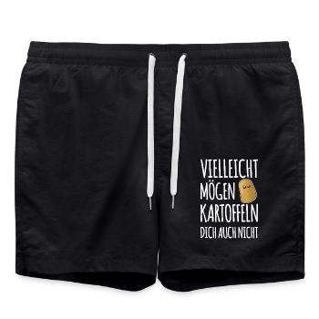 Lustiger Spruch Kartoffel - Badeshorts - Schwarz - Vorne - AI Model Male 185 light (185cm)