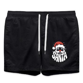 Weihnachtsmann - Cooles Vintage Comic Logo - Badeshorts - Schwarz - Vorne - AI Model Male 185 light (185cm)