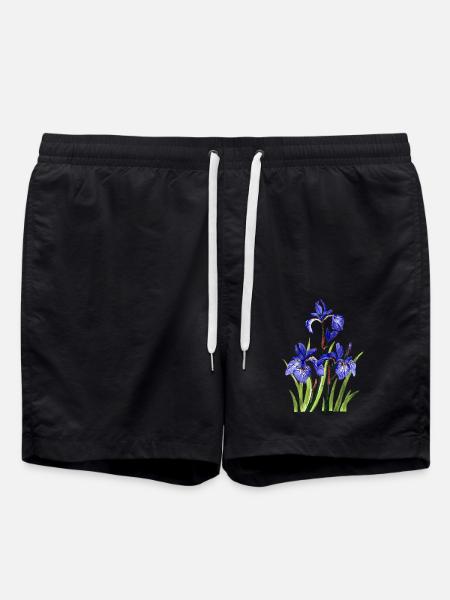 Blumen - Badeshorts - Schwarz