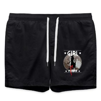 Sorciere et Lune Prenom Personnalisable - Short de bain - noir - Devant - AI Model Male 185 light (185cm)